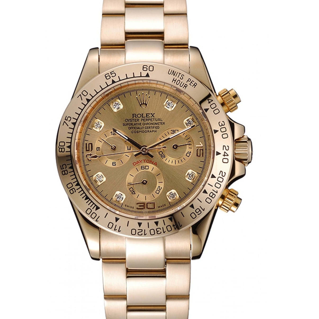 Aaa replica watch Gold And Case Daytona Cosmograph Numerals Diamond 1454245 Rolex Bracelet Brown Dial 0708